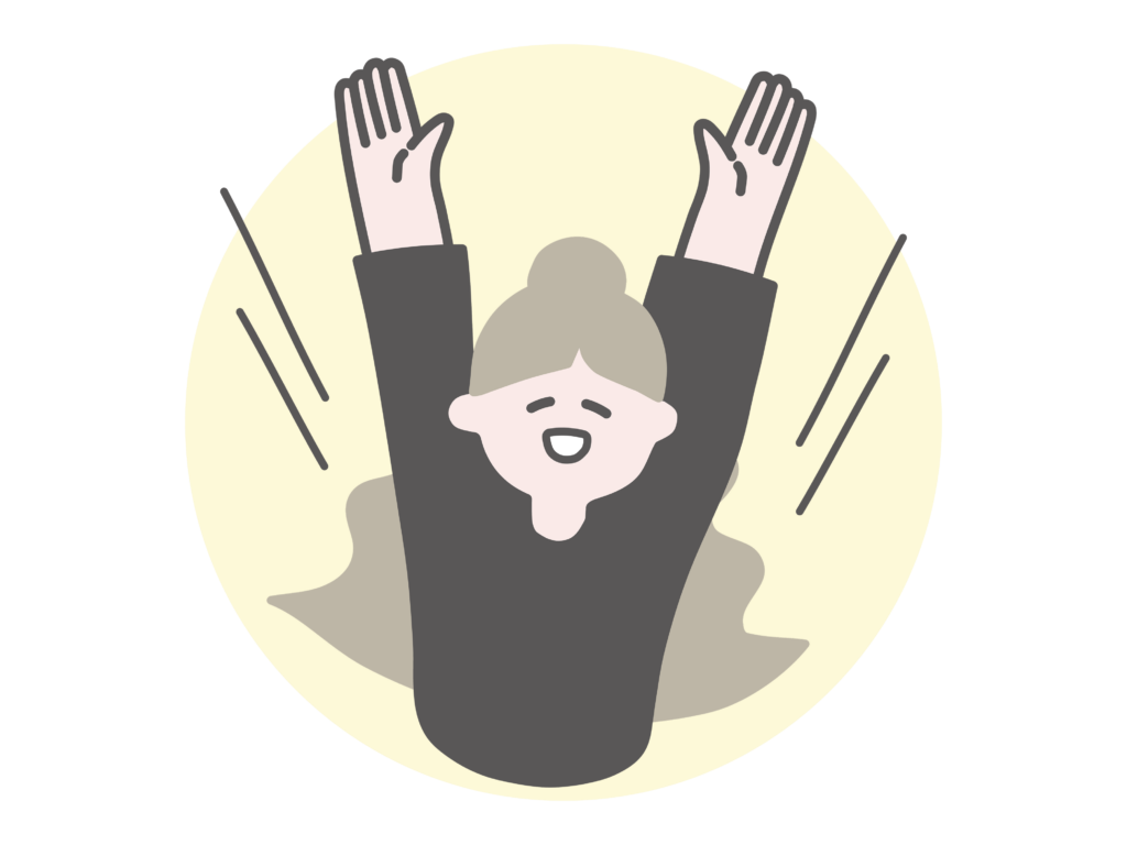 両手を挙げている女の子